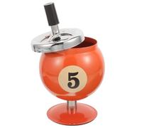 OHPHCALL Automatic Extinguishing Tabletop Ashtray Sturdy Iron Fire-resistant with Smooth Surface Unique Billiard Design for Home Office Indoor Use