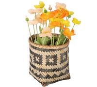 OHPHCALL Bamboo Woven Basket Waste Paper Basket for Sundries Storage