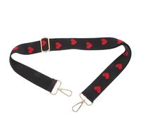 OHPHCALL Black 1 Wide Shoulder Strap for Handbag Purse Embroidered Heart Design Fabric Zinc Alloy Adjustable Crossbody Convenience Versatile Style for Women