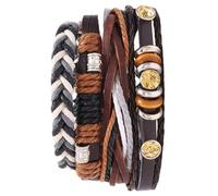 OHPHCALL Bracelet Portable Leather Set Vintage 4pcs Woven Multi-layer Soft Wrist Chain with Simple Design for Men and Women for and Shopping