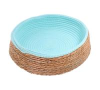OHPHCALL Breathable round Wicker Dog Bed for Small Dogs and Pigs, Handmade Grass Woven Pet Sleeping House, Easy to Move Pet Wicker Woven Bed Suitable for Indoor Use