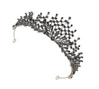 OHPHCALL Bridal Black Crown Tiara for Women Wedding Hair Accessories Baroque Headpiece Birthday Party 15X15X5 Inches