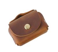 OHPHCALL Brown Genuine Leather Key Case with Smooth Surface and Retro Style, Multi-Functional Outdoor Key Bag Protecting Data Lines, Portable Coin Purse Suitable for Daily Use