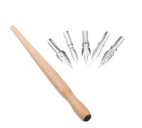 OHPHCALL Calligraphy Dipping Pen Set with Natural and Metal Materials, Featuring Precision Control and Stable Grip, for Detailed Work and Artistic Effects, Includes Irregular Rod and Bent