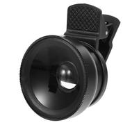 OHPHCALL Clip on Macro Lens Phone Camera Macro Lens Wide-angle Dual-use Clamp Design Aluminum Alloy Optical Glass 0.45x Ratio Expand Field of View for Mobile Photography Black