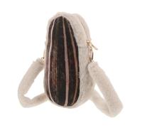 OHPHCALL Cute Plush Crossbody Bag for Women and Teens, Cartoon Sunflower Seed Shape, Soft Polyester Material, Roomy and Comfortable for Everyday Outings and Festivals