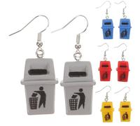 OHPHCALL Dangle Earrings Plastic and Metal Material Unique Garbage Can Shape 4 Pairs Funny Fashion Earrings to Showcase Individuality for Women for Party and Festival