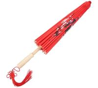 OHPHCALL Decorative Small Umbrella Delicate Silk Umbrella Retro Vintage Silk Bamboo Wood Handle Compact Design Family Female Friends Festive Photography Valentine's Day