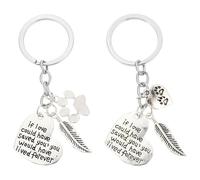 OHPHCALL Dog Paw Alloy Keyrings Souvenir 2pcs Creative Pet Keepsakes