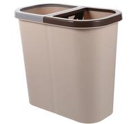 OHPHCALL Double Compartment Kitchen Waste Bin Small Brown Dry and Wet Separation Rubbish Bin Home Trash Container for Bathroom and Kitchen Use