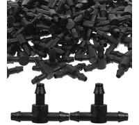 OHPHCALL Drip Irrigation Tee Connectors with Weather Resistant Material Abs Barbed Fittings 100pcs Consistent Hydration Automatic Garden Watering System Parts for Garden Hose Pipe