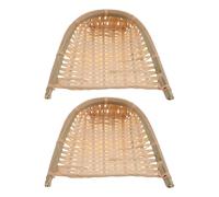 OHPHCALL Dustpans with Elegant Craftsmanship and Decorative Basket Design 2pcs Bamboo Tray Effective Cleanliness and Drying for Food Scraps and Grains for Restaurant and Office Use