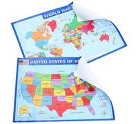OHPHCALL Educational Geography Posters 2 Pack America and World Maps for Classroom and Home Learning 20X14 Inches