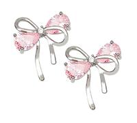 OHPHCALL Elegant Pink Bowknot Earrings for Women Fashion Zircon Studs with Delicate Design Multipurpose Accessories for Birthday Wedding Party Christmas and Daily Wear