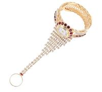 OHPHCALL Elegant Rhinestone Ring Bracelet Watch for Women with Delicate Design and Fine Workmanship, Unique Quartz Wristwatch with Shiny Rhinestones, for Weddings and Special Occasions