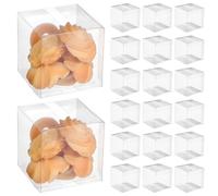 OHPHCALL Favour Boxes 100pcs Square Dessert Containers for Wedding Party, Mini Candy, and Treats, PVC Material, 6 x 6 x 6 CM