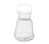 OHPHCALL Foldable Iron Wire Fishing Net for Crab and Shellfishes Easy to Use Silver Steel Wire Fish Trap Basket for Lake Fishing and Indoor Use Sturdy