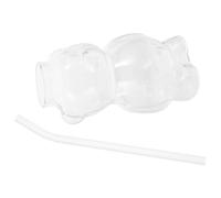 OHPHCALL Glass Bear Shaped Glass Cup with Straw, Large Capacity Juice and Coffee Mug for Home and Restaurant Use