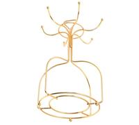 OHPHCALL Golden Iron Cup Lid Storage Rack with Sl nd Minimalist Design, Practical Drinking Cup Cover Holder for Neat and Organized Kitchen Desktop Storage and Convenience