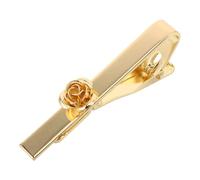 OHPHCALL Golden Rose Flower Tie Clip Elegant and Classic Design for Men Made of Copper, 5.5x2x0.6cm Prevents Shifting and Maintains Shine, for Weddings and Formal Suits