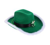OHPHCALL Green Bow Tie Burlap Hat for St Patrick's Day Sparkly Cowboy Hat Party Accessory