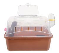 OHPHCALL Hamster Cage with Panoramic Window Small Animal Carrier Cage for Dwarf Hamsters and Guinea Pigs Brown Portable Pet House for Travel and Breeding