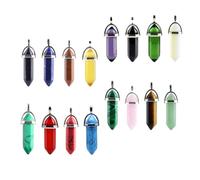 OHPHCALL Hexagonal Crystal Pendants Charms Energy and Peace of Mind 16 Pcs Assorted style for Necklace Jewellery Making Art Collection