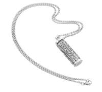 OHPHCALL Hollow Pendant Necklace Unisex Metal Container for Ashes with Six True Words Engraving Spiritual Amulet Charm for Meditation Daily Wear and Travel