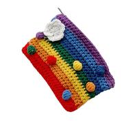 OHPHCALL Knitted Handbag Rainbow Coin Purse Woolen Yarn Change Bag for Everyday Use Novelty Purse