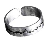 OHPHCALL Luminous Adjustable Open Ring, Antique Silver Metal Finger Ornament, Creative Crack Design, Statement Jewellery for Wedding Celebration or Anniversary, British Women’s Fashion