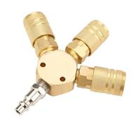 OHPHCALL Metal Three Way Hose Connector 1/4 Inch Quick Connection Sturdy Impact Resistant Tube Fitting for Gardening and Agricultural Watering with Golden Finish