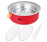 OHPHCALL Mini Portable Charcoal Grill Korean Barbecue Grill Bbq Charcoal Stove Portable Barbecue Oven Red
