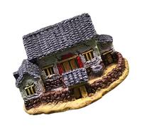 OHPHCALL Miniature Resin Thatched Cottage White Walls, Tiny Village House Decor for Indoor Placement and Bookshelf, Rustic Farmhouse Micro Landscape Craft Model