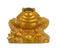 OHPHCALL Money Toad Statue with Coin Resin Toad Decor Chinese Lucky Decor for Desktop Office Store Compact Tabletop Adornment