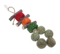 OHPHCALL Natural Wooden Chew Snack for Guinea Pigs and Hamsters, Rabbit Teething Chew Treat with Apple Wood, Corn Core, and Grass Ball, Small Animal Comforting Chewing for Dental Health