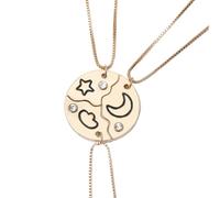 OHPHCALL Necklace Graduation Featuring Set in Star Geometric Pendant Neck 3pcs Cloud, and Moon Designs Golden Alloy with Fine Workmanship, Stylish Fashion Accessories Time