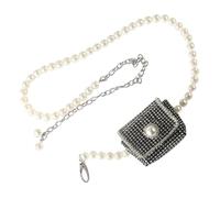 OHPHCALL Pearl Waist Belt Bag Lightweight Pouch with Long Chain for Women Crossbody and Shoulder Bag for Daily Essentials Like Lipstick Wallet Keys Stylish Accessory for Travel Shopping