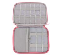 OHPHCALL Portable Waterproof Electronics Accessory Bag Double-layer Fabric Storage Bag for Cables Container and Earphones Suitable for Travel and Daily Use Pink