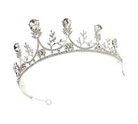 OHPHCALL Queen Tiara for Bride Elegant Rhinestone Bridal Crown Hair Accessory for Wedding Prom Pageant Birthday Celebration Versatile Keepsake Decoration