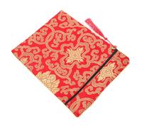 OHPHCALL Red Buddhist Zen Book Wrap Bag Fabric Hand Carry Organizer for Scriptures Bible Documents with Spiritual Floral Design