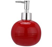 OHPHCALL Refillable Ceramic Soap Dispenser with Red Ball Shape Bottle and Silver Pump, Portable and Easy to Squeeze Liquid, Suitable for Bathroom and Washroom Use
