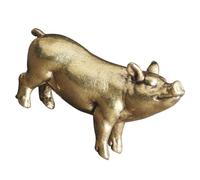 OHPHCALL Retro Antique Brass Pig Figurine Decorative Animal Statue Chinese Zodiac Ornament for Home Office Desktop Display