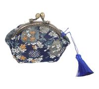 OHPHCALL Retro Coin Purse Small Navy Canvas Bucket Bag for Women, Lightweight Short Purse with Key Storage and Folded Bills Holder, Style Change Bag for Business and Journey