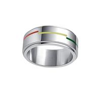 OHPHCALL Rotatable Silver Metal Ring with Waterproof Feature for Transgender and Bisexual Party Wear, Chic and Eye-catching Design Rainbow Flag Ring for Lesbian and Gay Pride