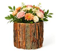 OHPHCALL Rustic Wood Pots for Plants Pastoral Style Wooden Barrel 16Cm Diameter Planter for Decorative Displays and Succulent Planting