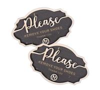 OHPHCALL Rustic Wooden Shoes off Sign 2pcs with Easy Installation and Decorative Accent, Please Remove Your Shoes Etiquette Reminder Wall Plaque for Home Entryway for Gatherings