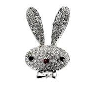 OHPHCALL Shiny Little Rabbit Brooch Pin with Rhinestone Decoration, Alloy and Rhinestone Material, Vibrant White Animal Lapel Pin for Daily Use Or Anniversary, Brooch for Clothes and Bags