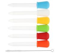 OHPHCALL Silicone Medicine Droppers with Cleaning Brush 6pcs 5ml Liquid Pipettes Multi-purpose Silicone Eye Droppers for Precise Liquid Transfer