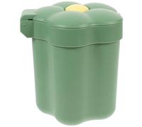OHPHCALL Small Decorative Flower Shaped Desktop Trash Bin with Lid, Plastic Office Wastebasket for Desk or Bedside Use, Creative Green Mini Rubbish Bin with No Peculiar Smell