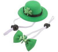 OHPHCALL St Patrick’s Day Pet Costume Set with Elastic Shamrock Top Hat and Bow Collar, Dog and Cat Party Outfit Accessories for Irish Festival Celebration